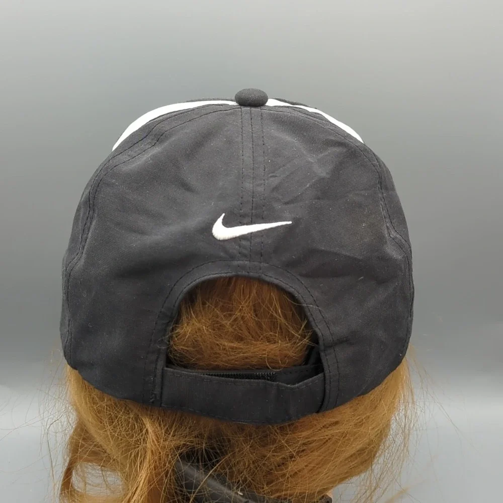 Nike Golf Hat Cap Strapback OSFA Two Tone Black White Vintage Y2K Center Swoosh